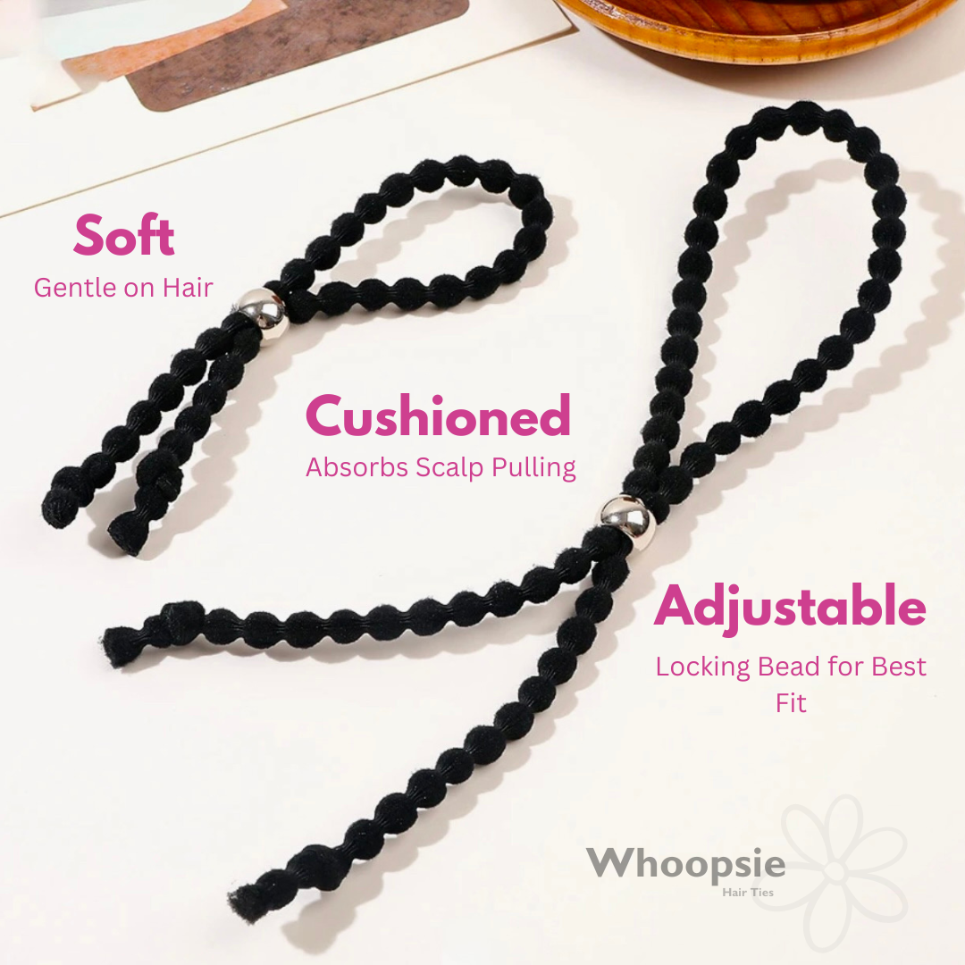 Adjustable Cushioned Hair Tie & Headband Duo | Just Black