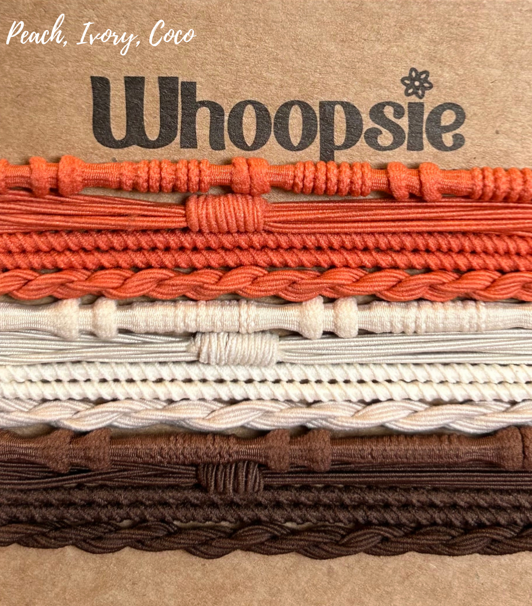 Boho Hair Tie Bracelets | Orange, Ivory, Coco Combo
